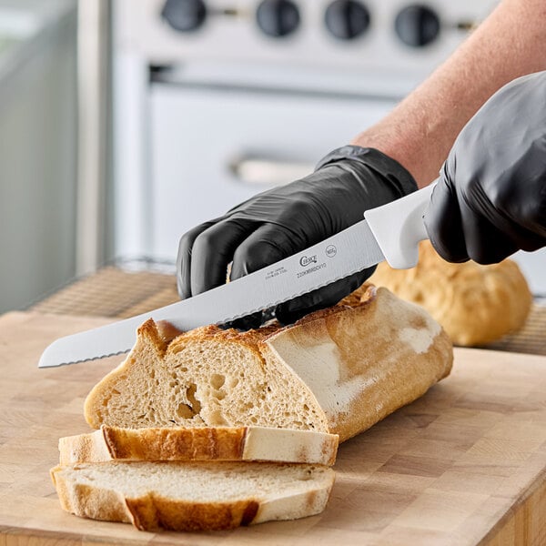 Choice 10" Curved Serrated Edge Bread Knife w/ White Handle – item 220KWBRDCV10 image 2
