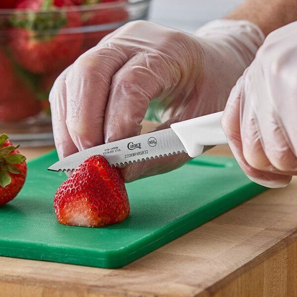 Choice 3 1/4" Serrated Edge Paring Knife w/ White Handle – item 220KWPARSR32 image 2