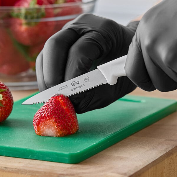 Choice 3 1/2" Serrated Edge Paring Knife w/ White Handle – item 220KWPARSR35 image 2