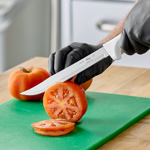 Choice 9" Serrated Edge Utility Knife w/ White Handle – item 220KWUTLSR9 image 2