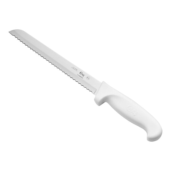 Choice 8" Serrated Edge Bread Knife w/ White Handle – item 220KWBRD8
