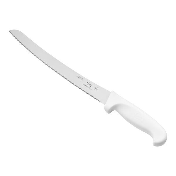 Choice 10" Curved Serrated Edge Bread Knife w/ White Handle – item 220KWBRDCV10