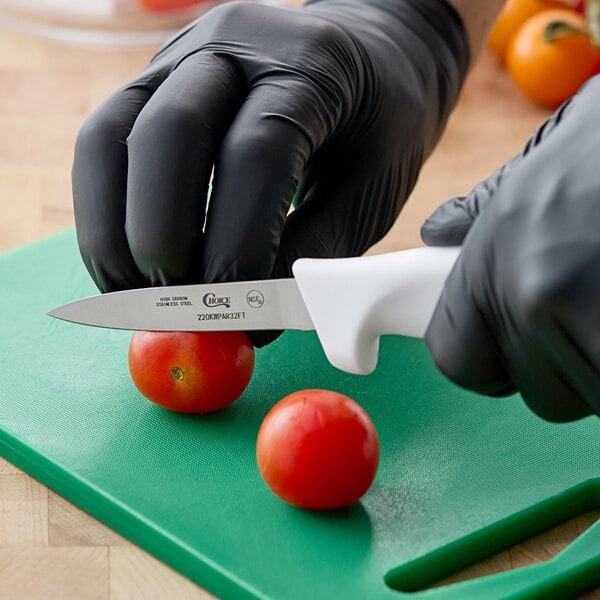 Choice 3 1/4" Smooth Edge Paring Knife w/ White Wide Handle – item 220KWPAR32FT image 2