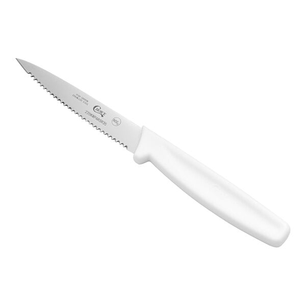 Choice 3 1/2" Serrated Edge Paring Knife w/ White Handle – item 220KWPARSR35