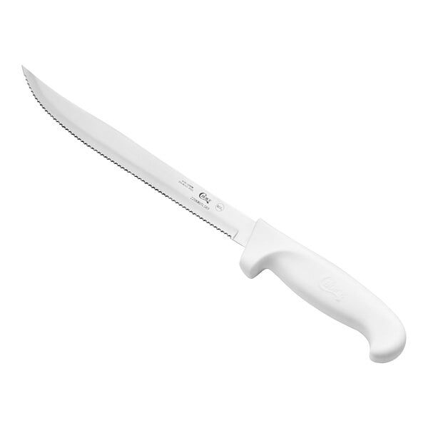 Choice 9" Serrated Edge Utility Knife w/ White Handle – item 220KWUTLSR9