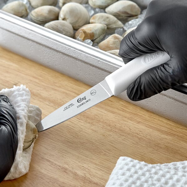 Choice 3 1/4" Clam Knife w/ White Handle – item 220KWCLAM35 image 2