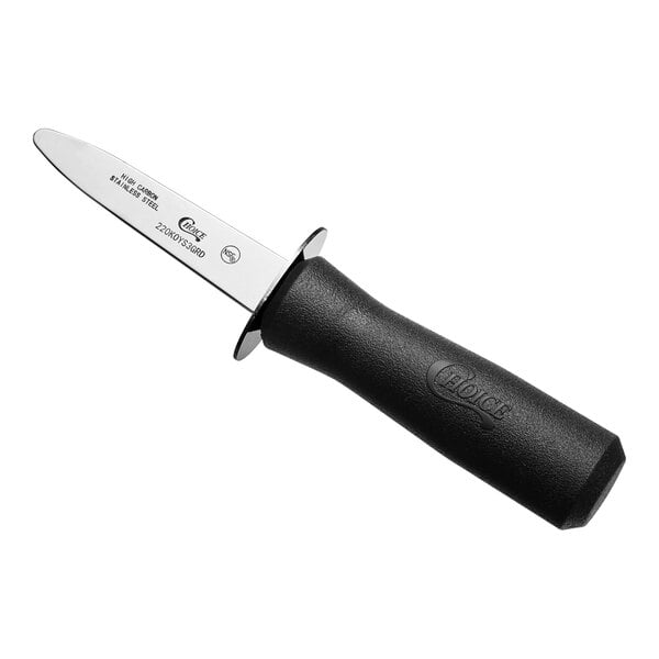 Choice 3" Boston Style Oyster Knife w/ Guard & Black Handle – item 220KOYS3GRD