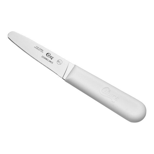 Choice 3 1/4" Clam Knife w/ White Handle – item 220KWCLAM35