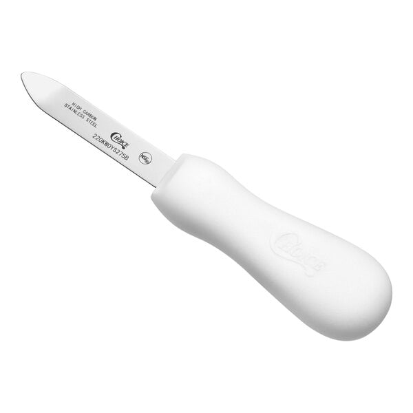 Choice 2 3/4" New Haven Style Oyster Knife w/ White Handle – item 220KWOYS275B