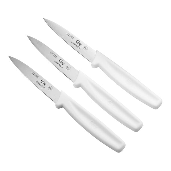 Choice 3 1/4" Smooth Edge Paring Knife w/ White Handle – item 220KWPAR3SMT