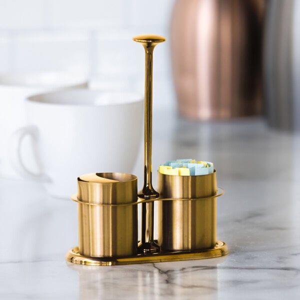 Service Ideas 4 oz. Vintage Gold Sugar Stick Holder and – item 723STCCRSG4VG image 2