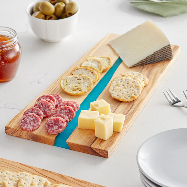 American Metalcraft Serving Board w/ Blue Polyresin Streak – item 124OWP14CS