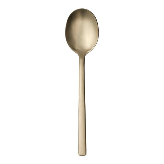 Libbey Elexa Satin OR 8 1/8" Gold Heavy Dessert Spoon – item 959763002