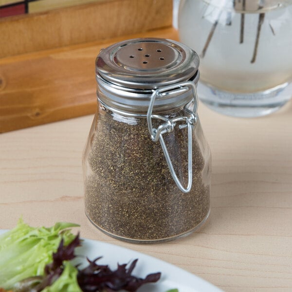 Tablecraft 3.5 oz. Resealable Salt & Pepper Shaker Jar – item 808H3SPCS image 2