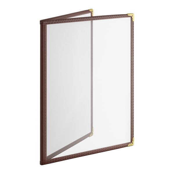 Choice 8 1/2" x 11" 4-View Double Pocket Menu Cover – item 1762PK8511BR
