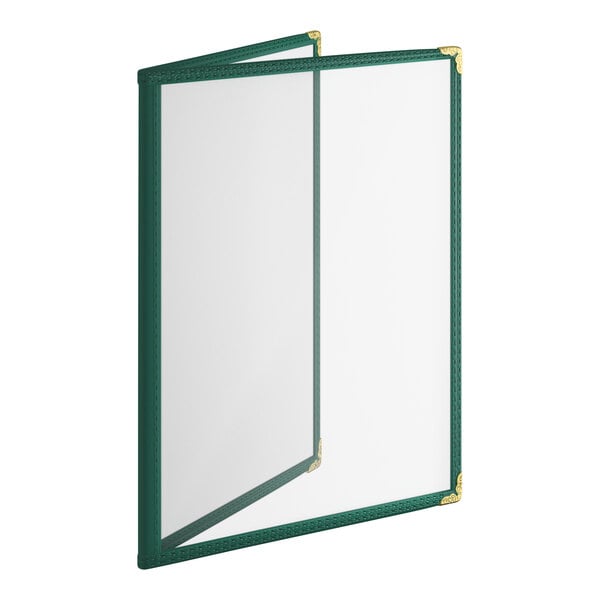 Choice 8 1/2" x 11" 4-View Double Pocket Menu Cover – item 1762PK8511GR