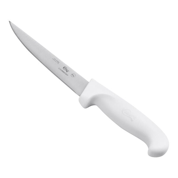 Choice 5" Wide Stiff Boning Knife w/ White Handle – item 220KWBNSFWD5