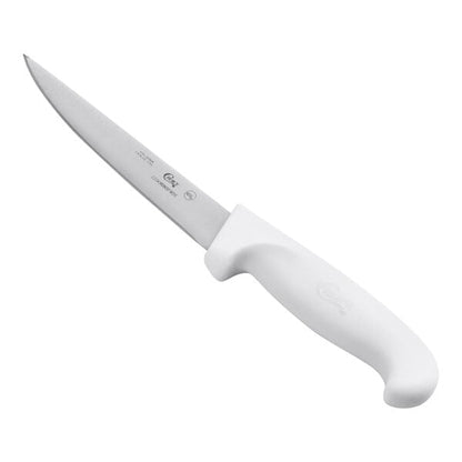 Choice 5" Wide Stiff Boning Knife w/ White Handle – item 220KWBNSFWD5