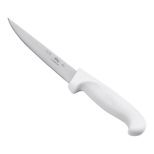 Choice 5" Wide Stiff Boning Knife w/ White Handle – item 220KWBNSFWD5