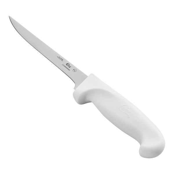 Choice 6" Narrow Stiff Boning Knife w/ White Handles – item 220KWBONNRW6