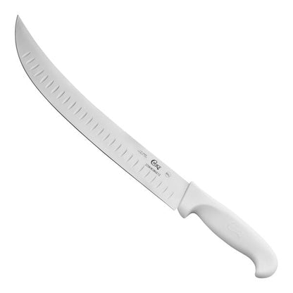 Choice 12" Granton Edge Cimeter Knife w/ White Handle – item 220KWCIMGE12