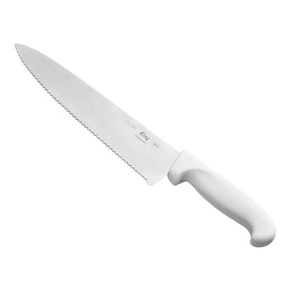 Choice 10" Serrated Chef Knife w/ White Handle – item 220KWCHFSR10