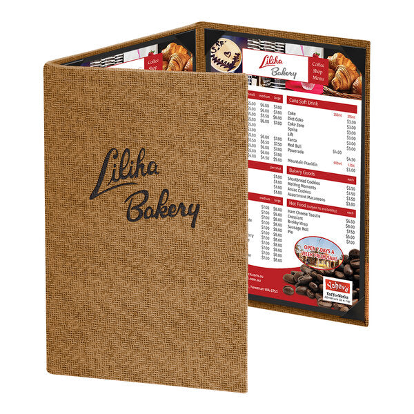 Water Street Wicker 5 1/2" x 8 1/2" Customizable Menu Cover – item 659WK130A