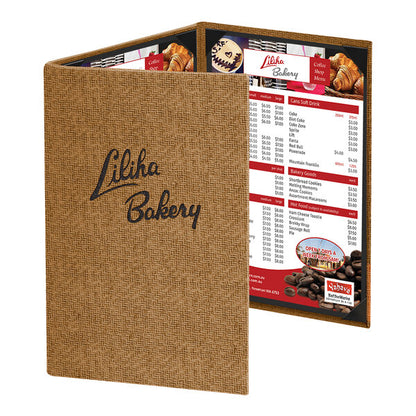 Water Street Wicker 5 1/2" x 8 1/2" Customizable Menu Cover – item 659WK130A