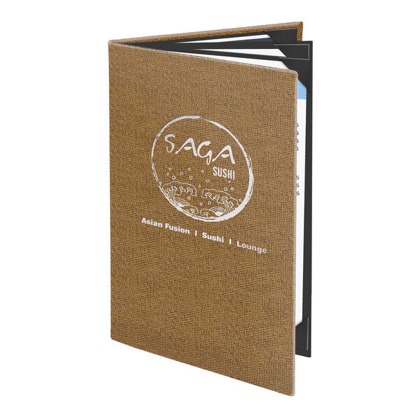 Water Street Wicker 5 1/2" x 8 1/2" Customizable Menu Cover – item 659WK160A