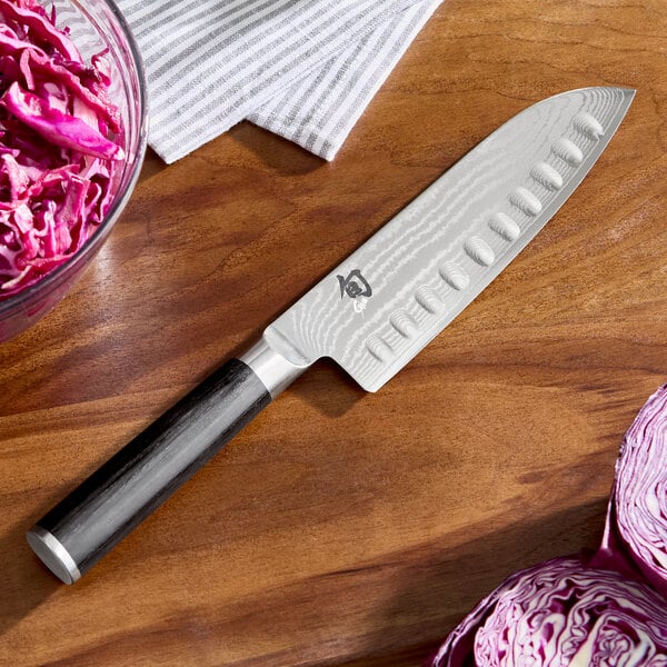 Shun DM0718 Classic 7" Hollow Santoku Knife w/ Wood Handle – item 921DM0718 image 2