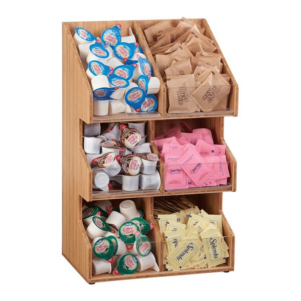 Bamboo 3 Condiment Display w/ Bin Face - 10 1/4" x 6 3/4" – item 211205460