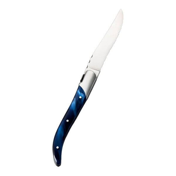 Bon Chef Laguiole 8 3/4" Steak Knife w/ Blue Acrylic Handle – item 201S947