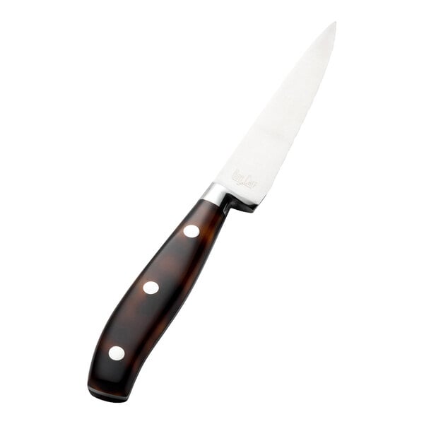 Bon Chef Modena 9 1/2" Steak Knife w/ Amber Acrylic Handle – item 201S950AMR