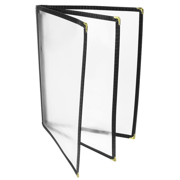 Menu Solutions 8 1/2" x 11" Clear Three Pocket Menu Cover – item 659SE341CBK