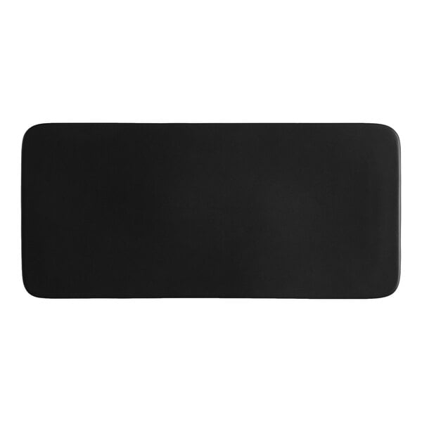 Acopa 14" x 6 1/4" Matte Black Stoneware Flat Serving Plate – item 303FPR146BK image 2