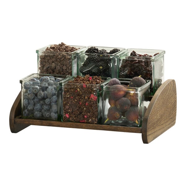 13 1/2" x 9 1/2" 2-Tier Oak Jar w/ 6 Condiment Display – item 211M27056136 image 2