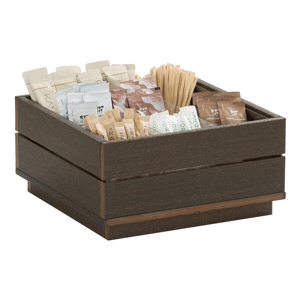 12" x 12" 9-Section Square Mocha HDPE Condiment Organizer – item 211V10140386