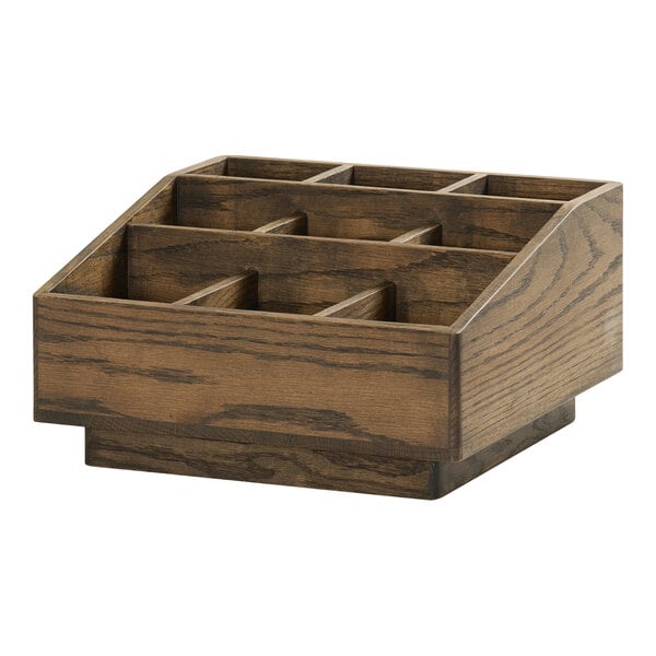 Cal-Mil 12 1/4" x 12 1/4" 9-Section Oak Condiment Organizer – item 211M27021136