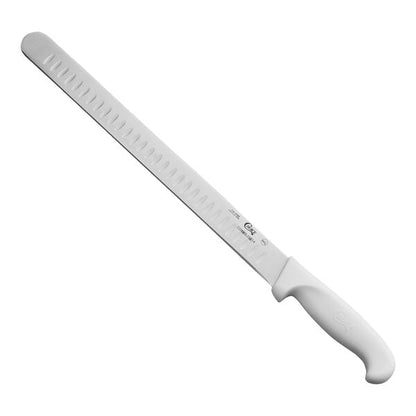 Choice 14" Granton Edge Slicing Knife w/ White Handle – item 220KWSLCGE14