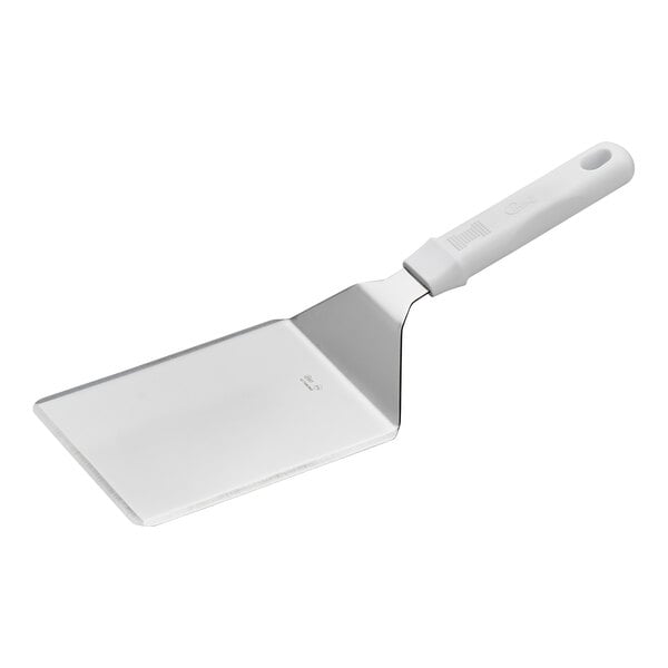 Choice 6" x 5" Square Turner w/ White Polypropylene Handle – item 407TRNRSW65