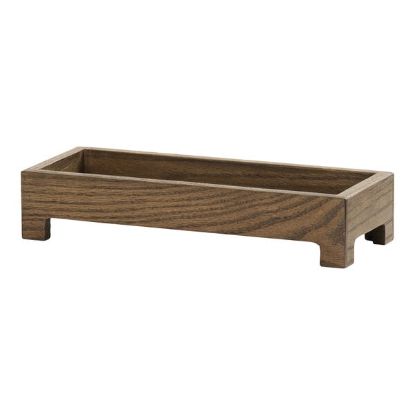 5 1/4" x 13" Rectangular Oak Jar w/ 3 Condiment Display – item 211M27063136 image 2