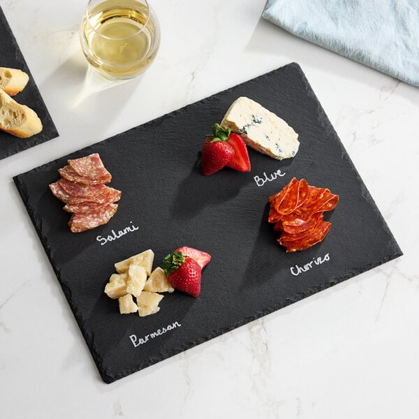 Acopa 13 1/2" x 10" Black Slate Serving Tray – item 304SLRE13510
