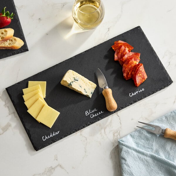 Acopa 15" x 7 1/2" Black Slate Serving Tray – item 304SLRE1575