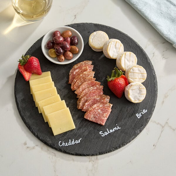 Acopa 12" Round Black Slate Serving Tray – item 304SLR12