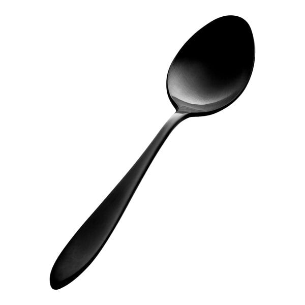 Bon Chef Luce 7 15/16" Matte Black Soup / Dessert Spoon – item 201S4403BM