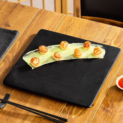 Acopa 12" Square Matte Black Stoneware Flat Serving Plate – item 303FPS12BK