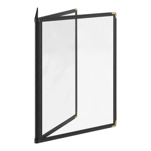 Choice 8 1/2" x 11" 6-View Three Pocket Menu Cover – item 1763PK8511BK