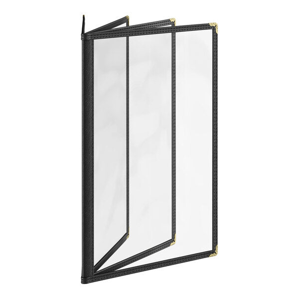 Choice 8 1/2" x 14" 8-View Four Pocket Menu Cover – item 1764PK8514BK