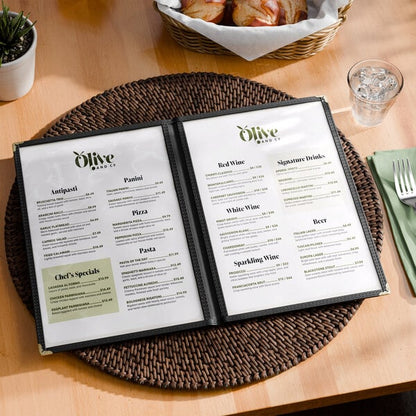 Choice 8 1/2" x 14" Black 4-View Two Pocket Menu Cover – item 1762PK8514BK image 2