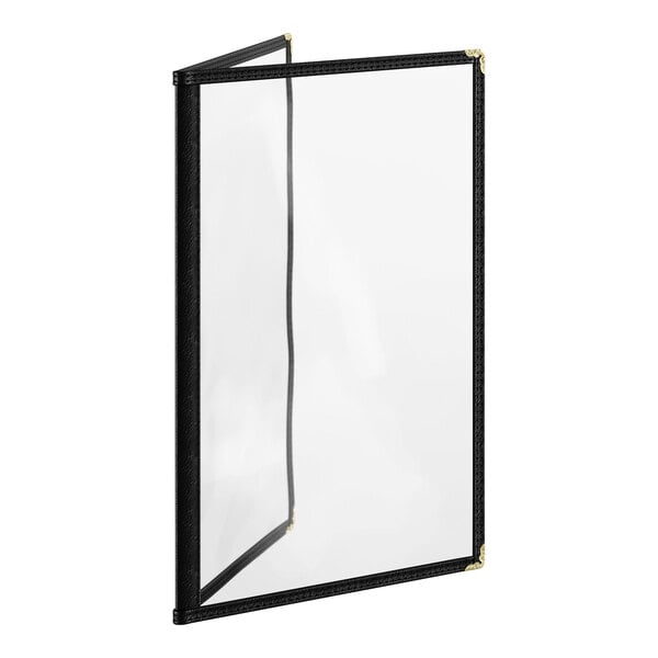 Choice 8 1/2" x 14" Black 4-View Two Pocket Menu Cover – item 1762PK8514BK